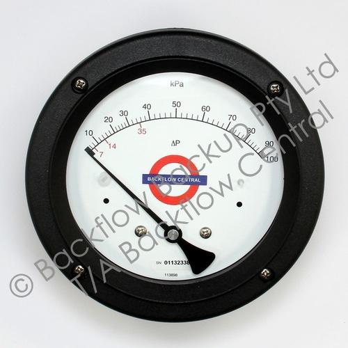"Mid-West Instrument Model 142 , 0-100kPa, BACKFLOW CENTRAL LOGO ON DIAL "